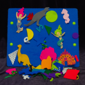 E10: Felt Pieces & Easel Board - shapes, under the sea, dinosaurs, numbers